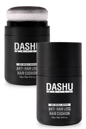 Dashu Daily Cushion For Hair Fall | Hair Fibers For Thinning Hair & Gray Hair Coverage | Root Concealer Hairline Powder | Waterproof Bald Spot Cover Up For Men 0.91Oz (Black)