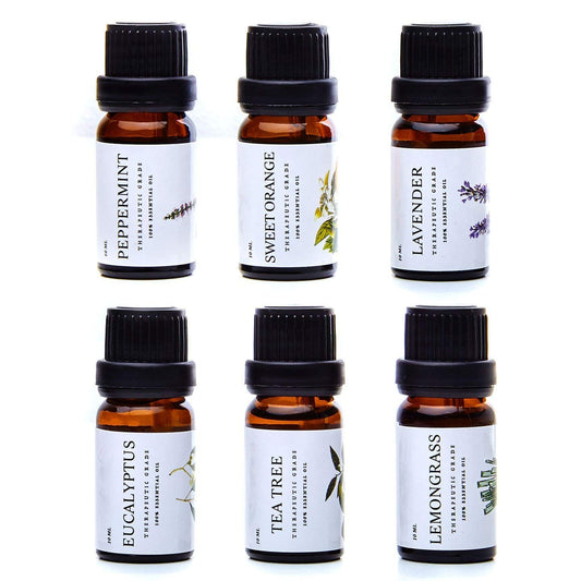 Essential Oils By Pure Essentials 100% Pure Oils Kit- Top 6 Aromatherapy Oils Gift Set-6 Pack, 10Ml(Eucalyptus, Lavender, Lemon Grass, Orange, Peppermint, Tea Tree)