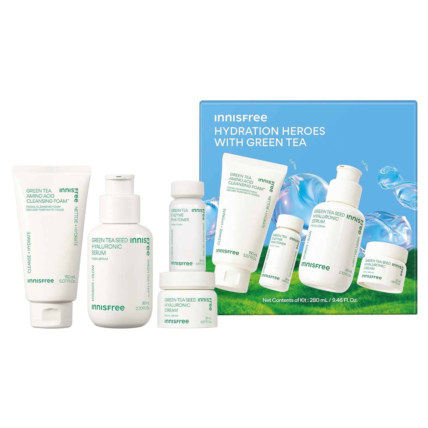 Innisfree Green Tea Seed Hydrating Serum With Hyaluronic Acid & Niacinamide, Korean Face Serum For Glow