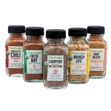 FreshJax Camping Seasoning Gift Set | Pack of 5 Organic Spices and Seasonings | Grilling gifts for Dad, Father | Campfire Gift Set Packed in a Giftable Box
