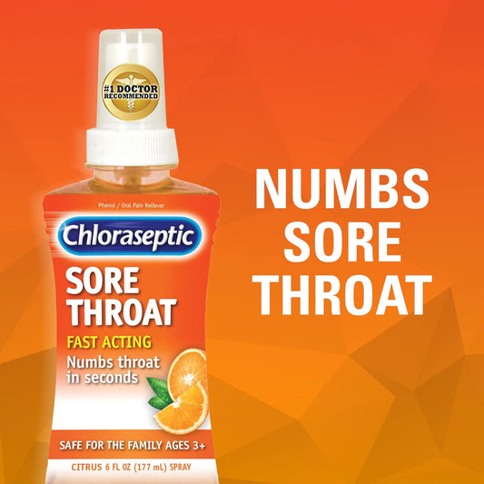 Chloraseptic Sore Throat Spray, Citrus Flavor, 6 fl oz, 3 Pack