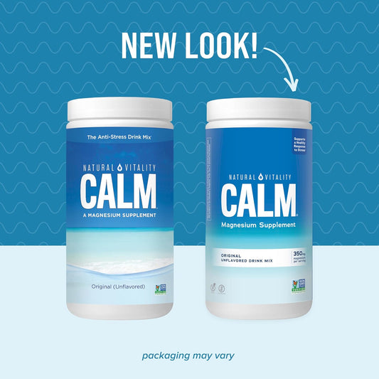 Natural Vitality Calm, Magnesium Citrate Supplement, Anti-Stress Drink Mix Powder, Gluten Free, Vegan, & Non-Gmo, Original Unflavored, 16 Oz