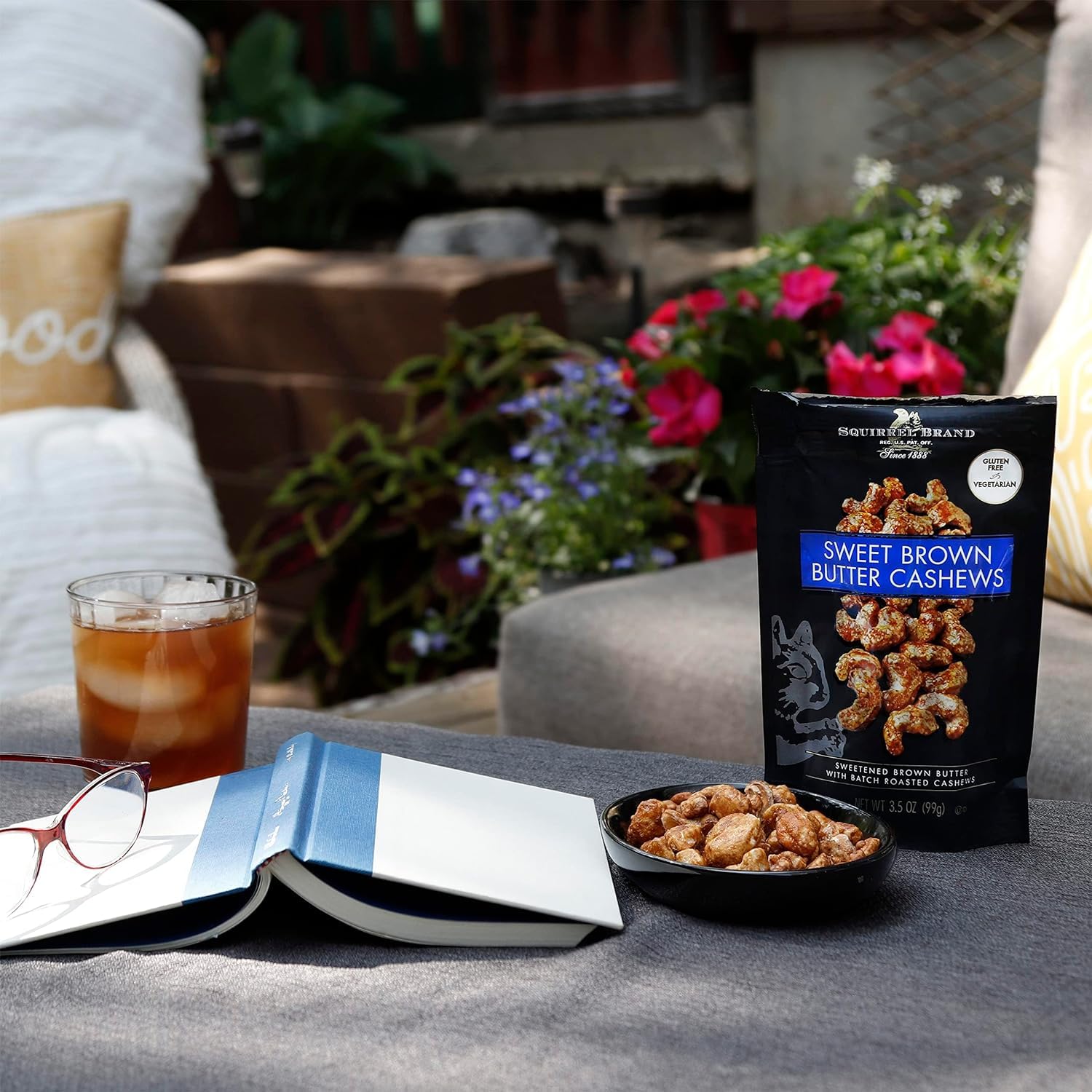 SQUIRREL BRAND Caramel Toasted Colada Cashews 3.5 oz with sweet toasted coconut, natural flavors + Squirrel Brand Sweet Brown Butter Cashews, 3.5 Ounces, Gluten Free, Vegetarian : Grocery & Gourmet Food