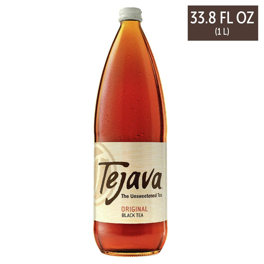 Tejava Original Unsweetened Black Iced Tea, 12 Pack, 1 Liter Glass Bottles, Non-Gmo, Kosher, No Sugar Or Sweeteners, No Calories, No Preservatives, Brewed In Small Batches