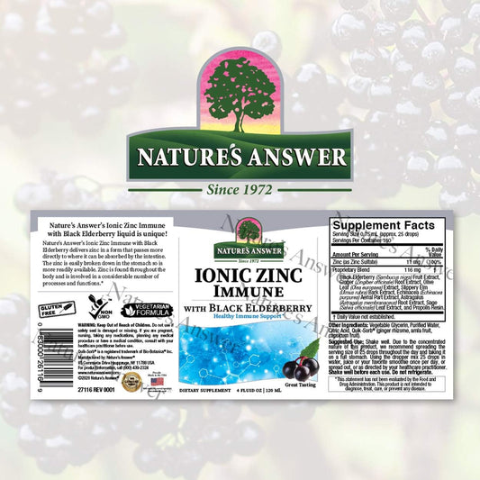 Nature's Answer Ionic Zinc Immune with Black Elderberry  Extract with Slippery Elm, Echinacea, Astragalus, Sage 160 Servings per Bottle