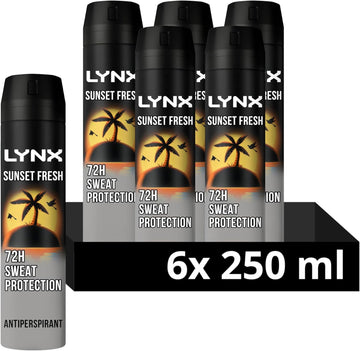 Lynx Sunset Fresh Xxl Anti-Perspirant Aerosol Men'S Deodorant Spray With A Mango & Mandarin Scent For 72 Hour Invisible Sweat Protection 6X 250 Ml