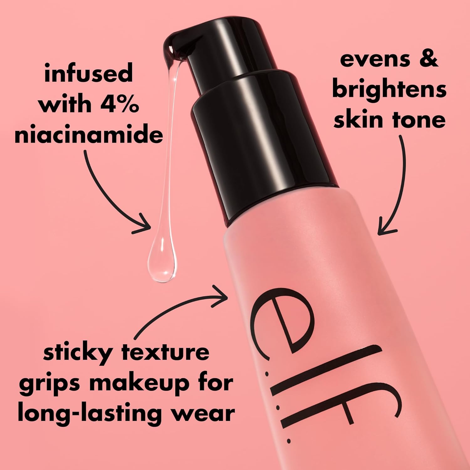 e.l.f. Power Grip Primer + 4% Niacinamide, Gel-Based & Hydrating Face Primer, Evens Skin & Brightens, Grips Makeup, Vegan & Cruelty-Free, 0.8 Fl Oz : Beauty & Personal Care