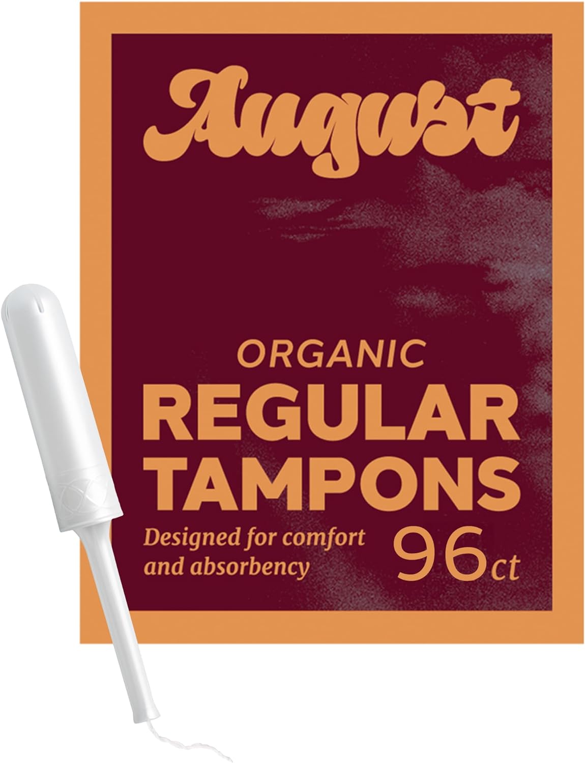 August Organic Cotton Tampons, 96 Regular Tampons Made with Organic Cotton, Long Applicators, Non-toxic Organic Tampons, Fragrance & Chlorine-free, Hypoallergenic (6 boxes of 16/12 boxes of 8)