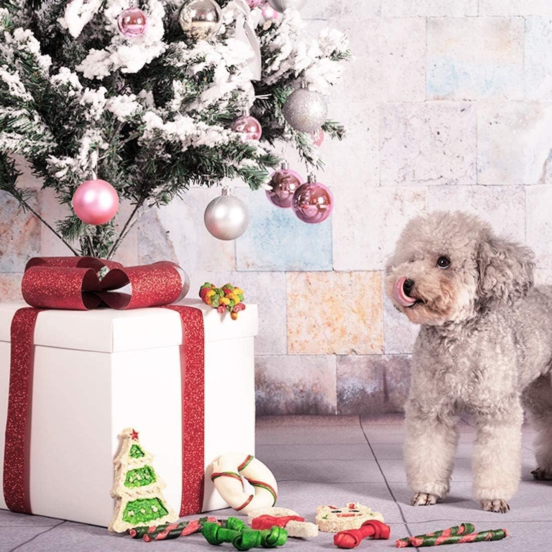 MON2SUN Holiday Christmas Dog Rawhide Treats Stocking for Small to Medium Dogs (13Count) : Pet Supplies