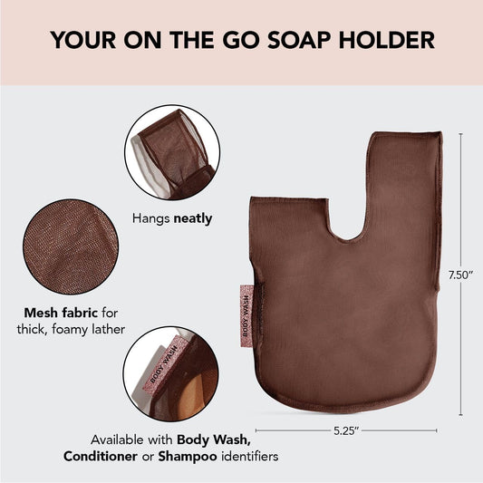 Kitsch Bar Soap Saver Bag – Recycled Mesh Beauty Bar Pouch For Body Wash, Conditioner & Shampoo Bars, Holder To Preserve Soap, Eco-Friendly, Patented Bag – Chocolate