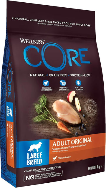 Wellness CORE Large Breed Adult Original, Dry Food for Large Breed, Dry Dog Food for Large Breeds, Grain Free Dog Food, High Meat Content, Chicken, 10 kg?10799