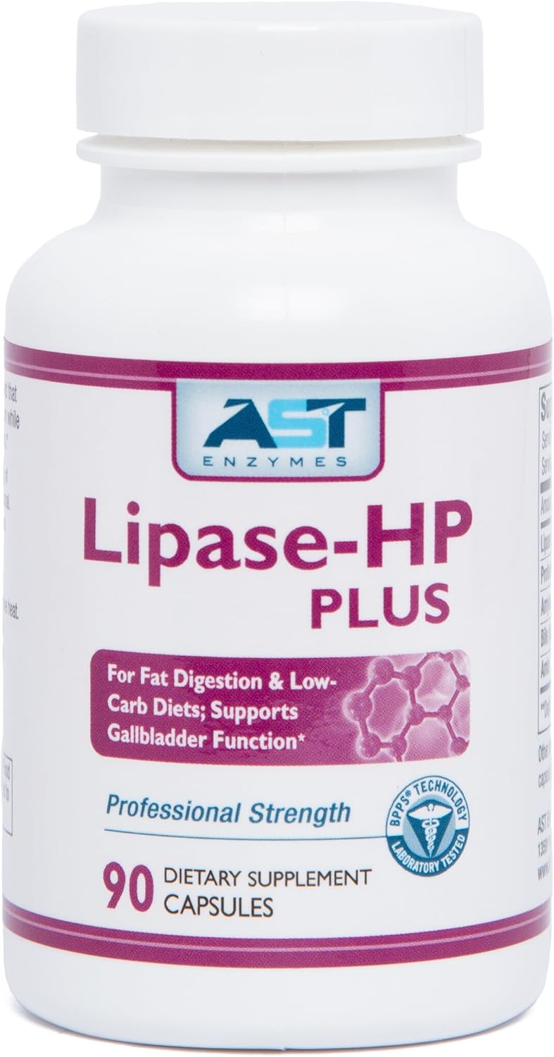 Ast Enzymes Lipase-Hp Plus – 90 Vegetarian Capsules - Digestive Enzymes For Fatty Foods – Keto Diet Digestive Enzyme Formula