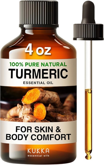 Kukka Turmeric Oil For Skin - 4 Fl Oz - 100% Pure Natural Turmeric Essential Oil For Diffuser - Turmeric Oil For Face Hair Aromatherapy Bath Bombs Soaps Making Scent - Turmeric For Body