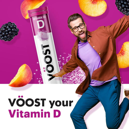 Voost, Vitamin D, Supports Bone, Muscle, and Immune Function*, Contains Vitamin d3, Effervescent Vitamin Drink Tablet, No Sugar + Low Calorie Vitamin, BlackBerry Peach Flavor, 20 Count (Pack of 2)