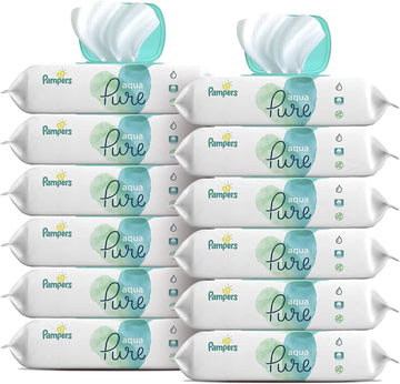 Baby Wipes, Pampers Aqua Pure Sensitive Water Baby Diaper Wipes, Hypoallergenic And Unscented, 12X Pop-Top Packs, 672 Count