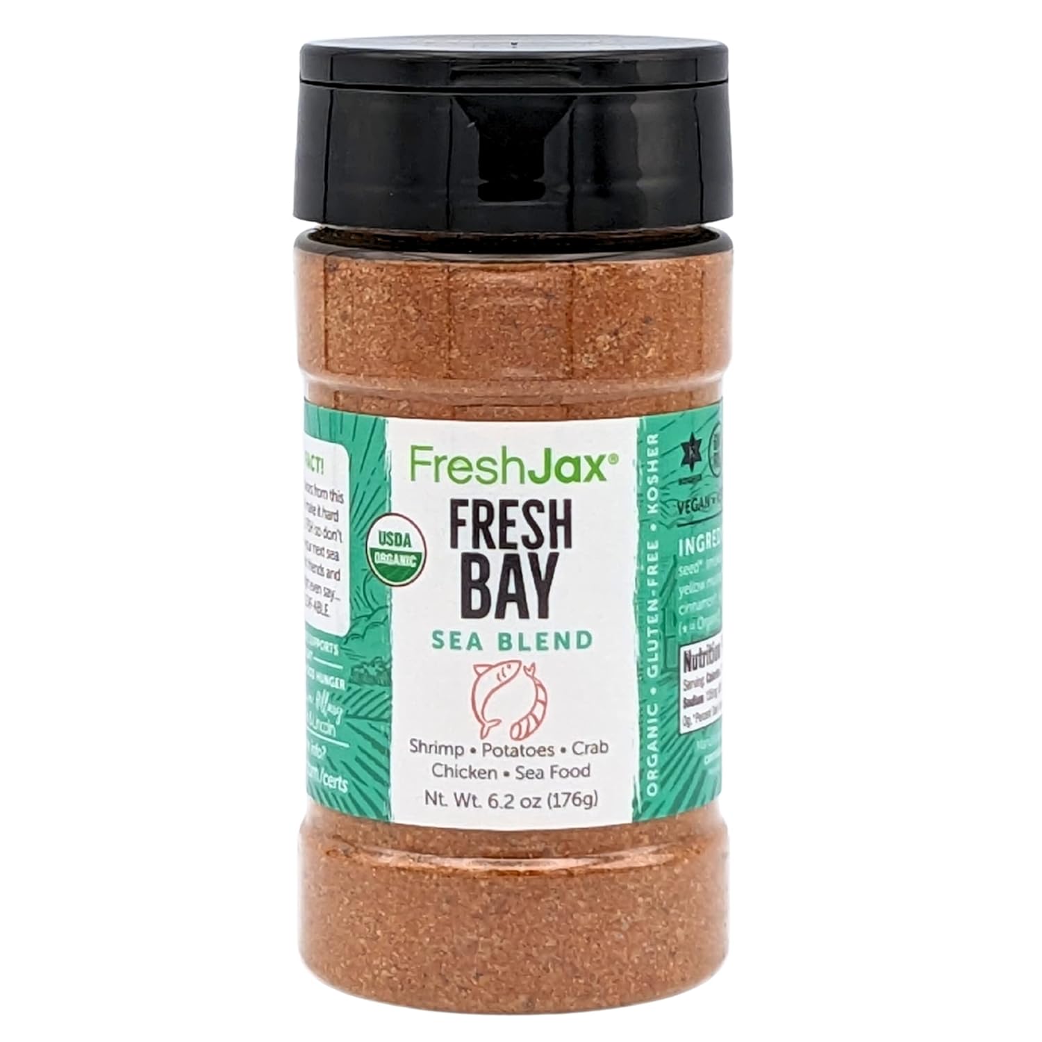 FreshJax Organic Fresh Bay Seafood Seasoning Blend (6.2 oz Bottle) Non GMO, Gluten Free, Keto, Paleo, No Preservatives Fresh Bay Seasoning | Handcrafted in Jacksonville