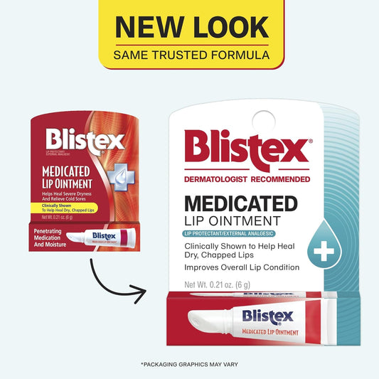 Blistex Medicated Lip Ointment, 0.21 Ounce Tube, Pack Of 12 – Relieves Cold Sores & Helps Heal Dry Chapped Lips, Pain Relief From Lip Sores & Blisters, Healing Ointment