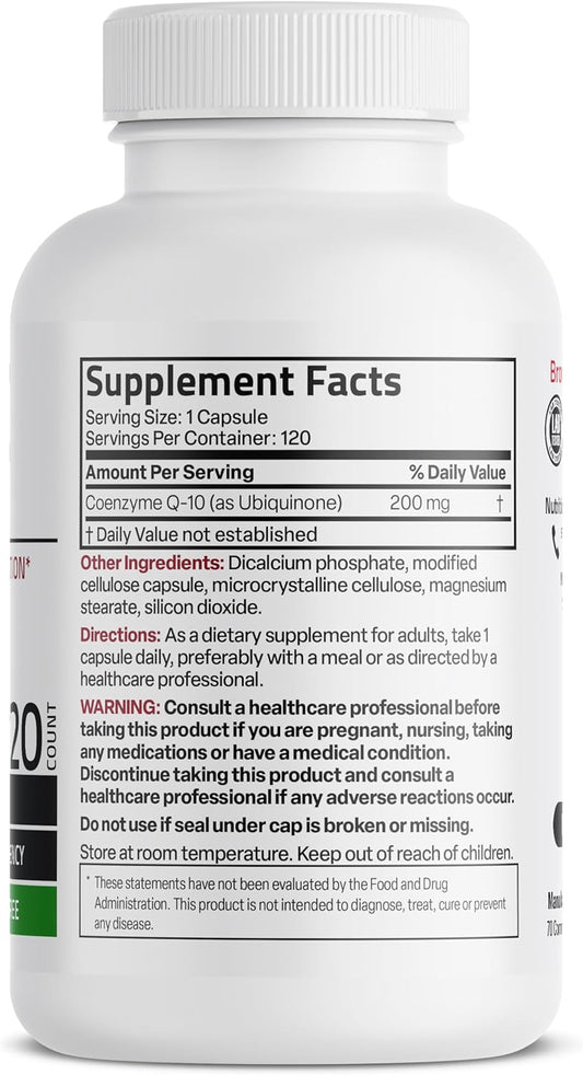 Bronson Coq10 200 Mg High Potency Cellular Energy Production, 120 Vegetarian Capsules