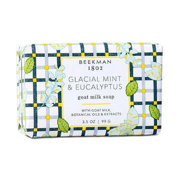 Beekman 1802 Glacial Mint & Eucalyptus Goat Milk Soap - Scented - 3.5 Oz - Cleanses, Nourishes & Hydrates - Certified Microbiome Friendly - No Irritation - Good For Sensitive Skin