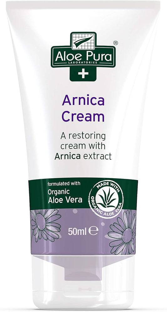 Aloe Pura, Arnica Cream With Organic Aloe Vera, Natural, Vegan, Cruelty Free, Paraben & Sls Free, Restoring, 50 Ml