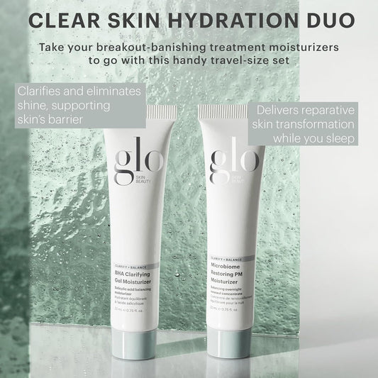 Glo Skin Beauty Clear Skin Hydration Duo Travel Size Skincare Set Includes Bha Clarifying Gel Moisturizer + Microbiome Restoring Pm Moisturizer – For Clear Skin On The Go