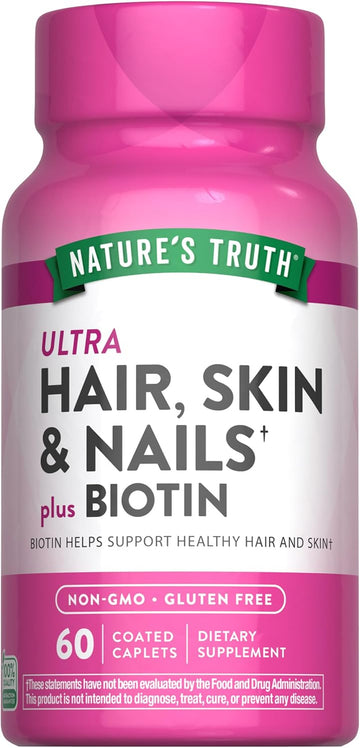 Hair Skin And Nails Vitamins | 60 Caplets | With Biotin And Collagen | Non-Gmo And Gluten Free Supplement For Women And Men | By Nature'S Truth