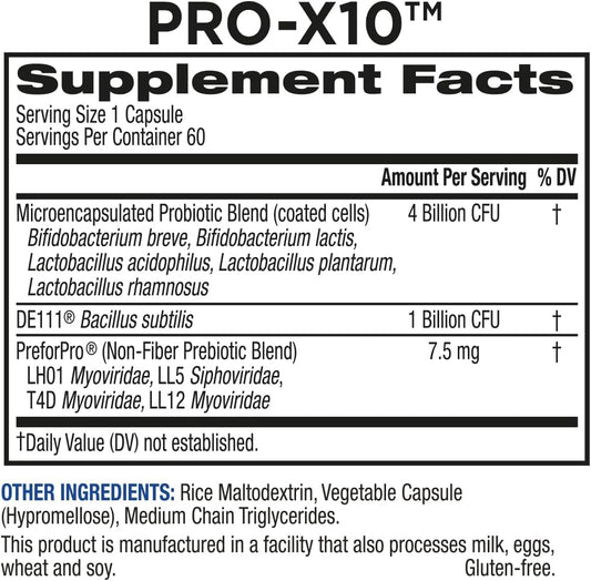 Biotrust Pro-X10 2.0 Probiotic Supplement - Probiotics For Digestive Health With Prebiotics - Immune System Support And Gi Health - Free From Gluten, Soy And Dairy, Non Gmo - 60 Capsules