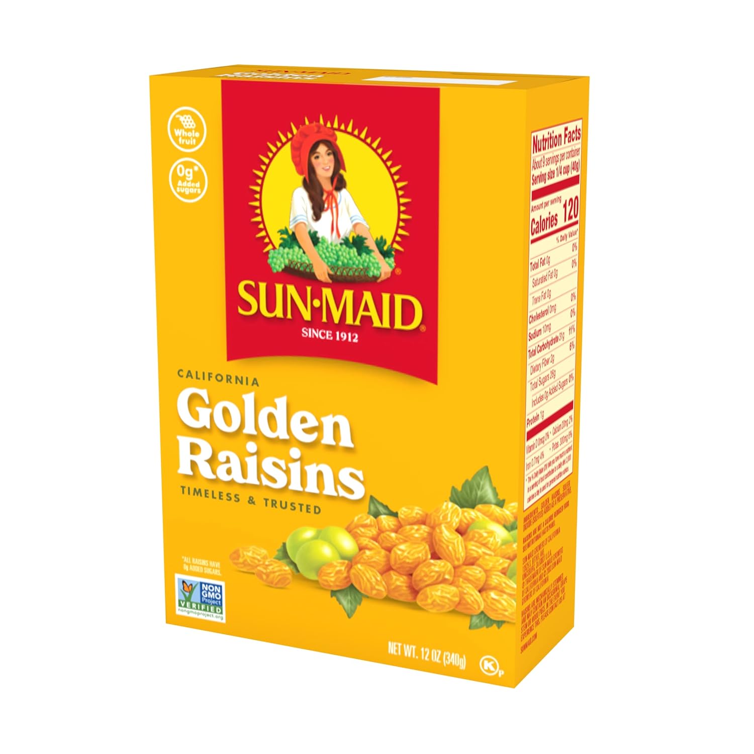 Sun-Maid California Golden Raisins - (12 Pack) 12 oz Sharing-Size Box - Dried Fruit Snack for Lunches, Snacks, and Natural Sweeteners : Everything Else