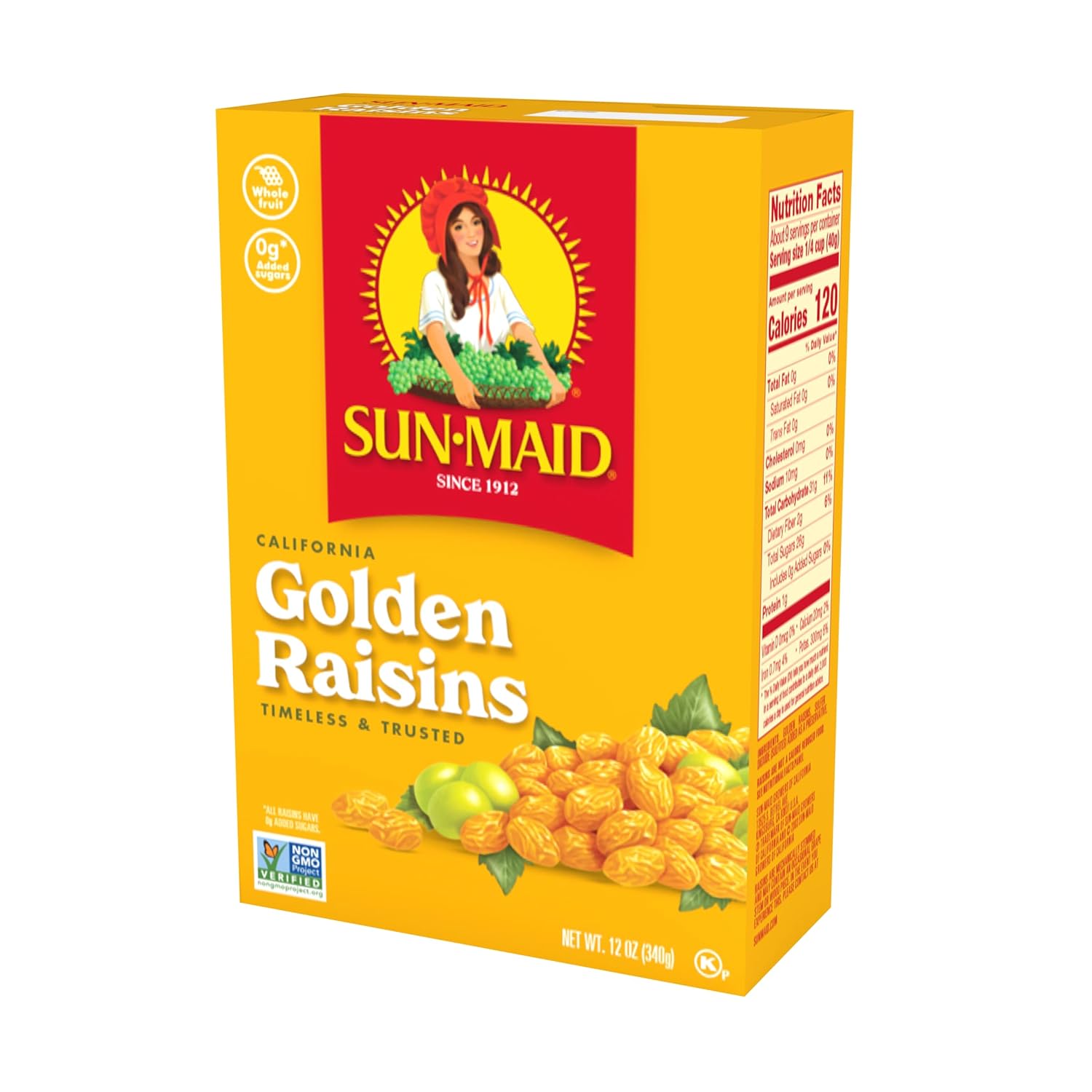 Sun-Maid California Golden Raisins - (12 Pack) 12 Oz Sharing-Size Box - Dried Fruit Snack For Lunches, Snacks, And Natural Sweeteners