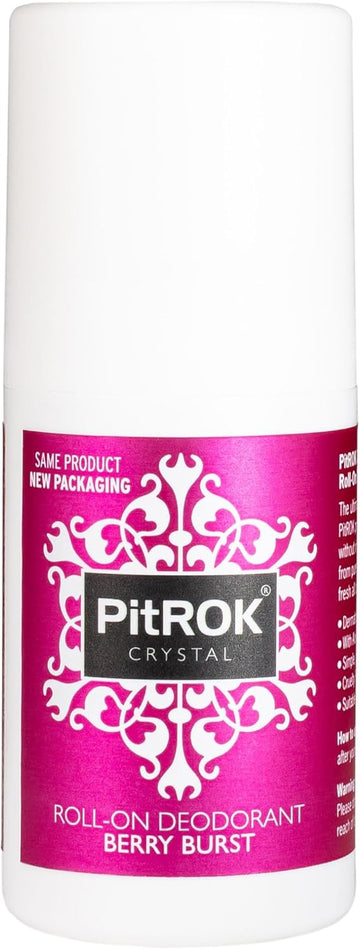 Pitrok Crystal Natural Deodorant Berry Burst, 1X 50Ml Roll On, Vegan, Cruelty Free, Sensitive Skin Deodorant, With Aloe Vera And Grapefruit Seed Extract. Made In The Uk