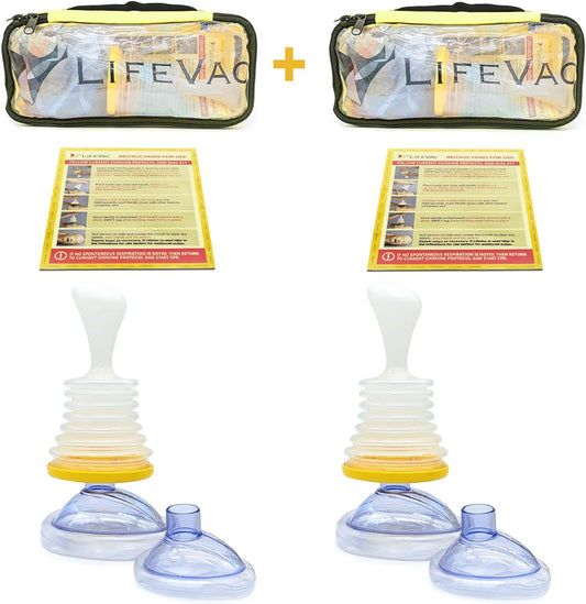 Lifevac Yellow Travel Kit 2 Pack - Portable Suction Rescue Device, First Aid Kit For Kids And Adults, Portable Airway Suction Device For Children And Adults