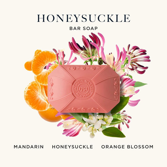 Caswell-Massey Honeysuckle Natural Bar Soap For Women, Moisturizing Body Soap Bar For All Skin Types, Made With Essential Oils & Plant-Based Formula For Soft Skin, 3.5 Oz