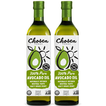 Chosen Foods 100% Pure Avocado Oil, Keto And Paleo Diet Friendly, Kosher Oil For Baking, High-Heat Cooking, Frying, Homemade Sauces, Dressings And Marinades (1 Liter, 2 Pack)