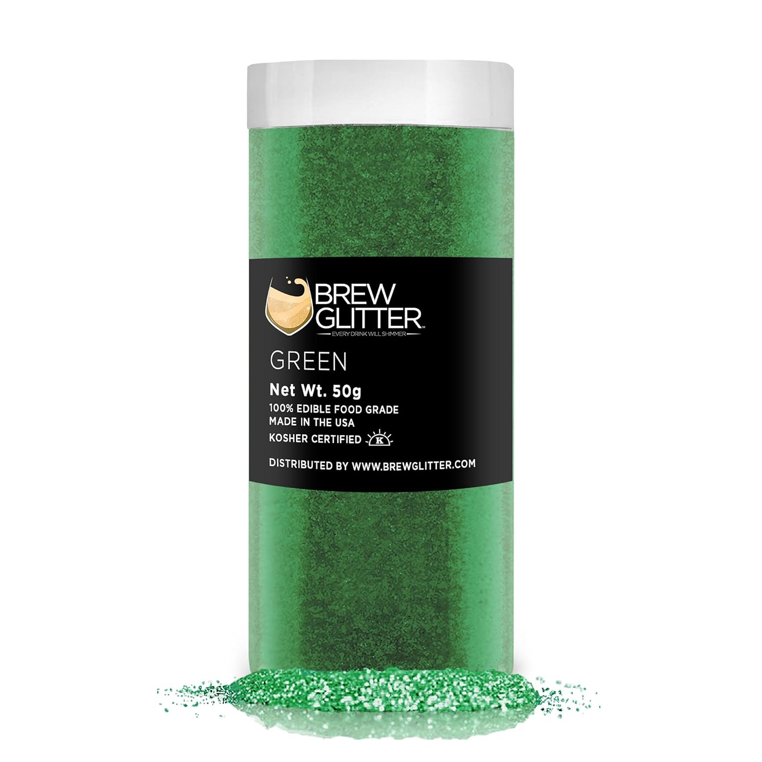 Brew Glitter - Green (50G 1X Jar) | Edible Glitter For Cocktails, Mocktails And Beverages