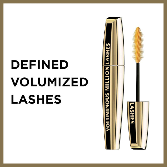 L’Oreal Paris Makeup Voluminous Million Lashes Mascara, Volumizing Collagen Infused Eye Makeup, Amplifying Mascara Brush, Washable, Black, 0.32 Fl Oz., 1 Count