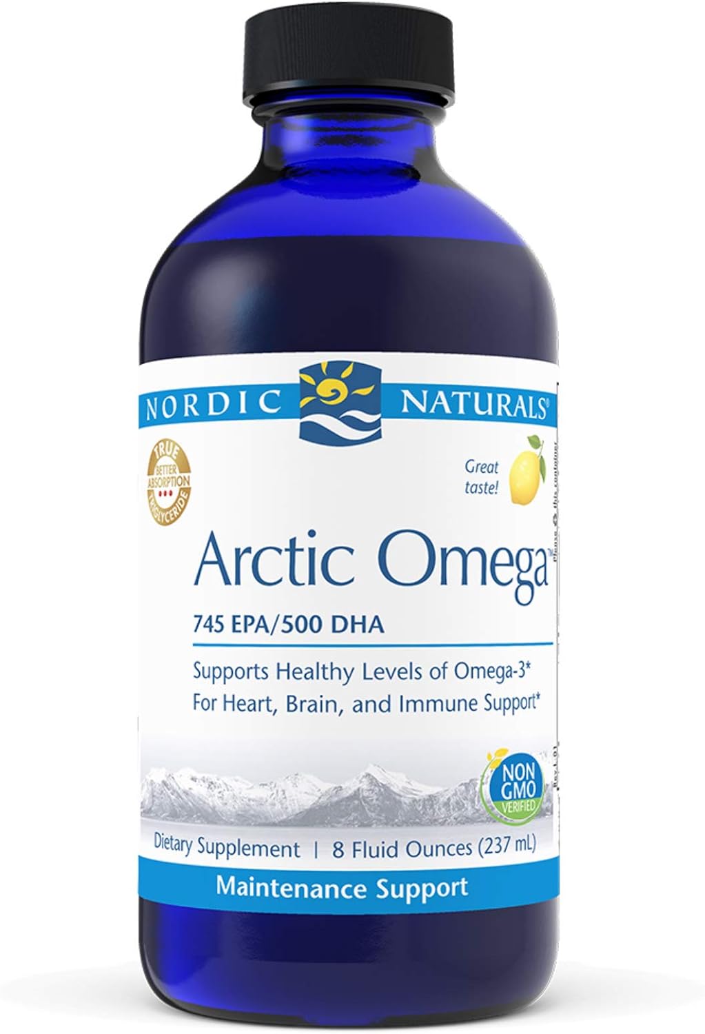 Nordic Naturals Arctic Omega, Lemon Flavor - 8 oz - 1560 mg Omega-3 - Fish Oil - EPA & DHA - Immune Support, Brain & Heart Health, Optimal Wellness - Non-GMO - 48 Servings