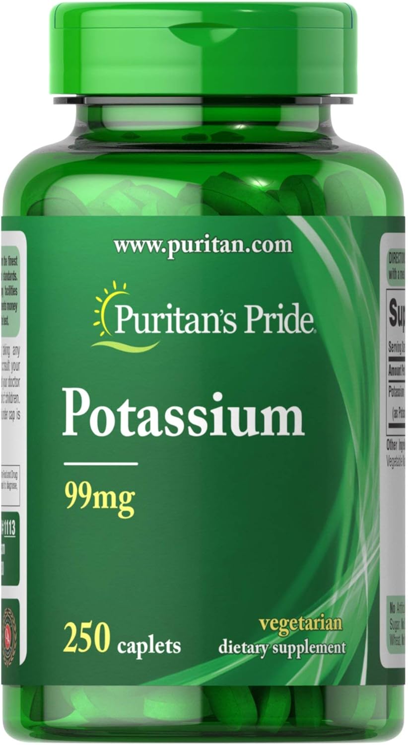 Puritans Pride Potassium 99 Mg Caplets, 250 Count