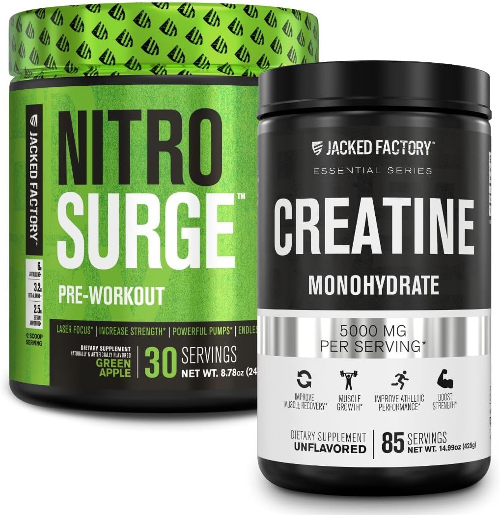 Nitrosurge Pre-Workout In Green Apple & Creatine Monohydrate For Men & Women