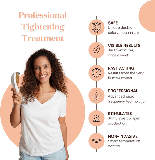 Sensica Sensilift Dynamic Radio Frequency Anti Aging Skin Tightening Device - Rf Facial Message, Smart Temperature Sensors, Lifts & Tightens Skin, Collagen Production Boost - With Base Gel