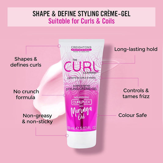 The Curl Company Shape And Define Styling Crème-Gel (150 Ml) - Professionally Formulated With Curplex And Nourishing Moringa Oil Ideal For Curls, Kinks, Coils And Waves (Pack Of 2)