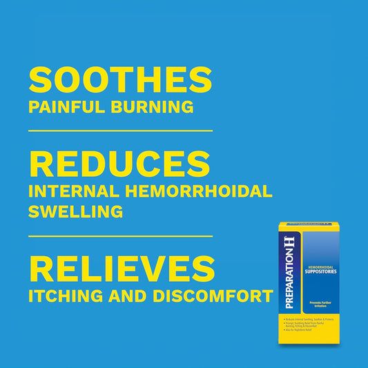 Preparation H Hemorrhoid Symptom Treatment Suppositories, Burning, Itching And Discomfort Relief (48 Count)