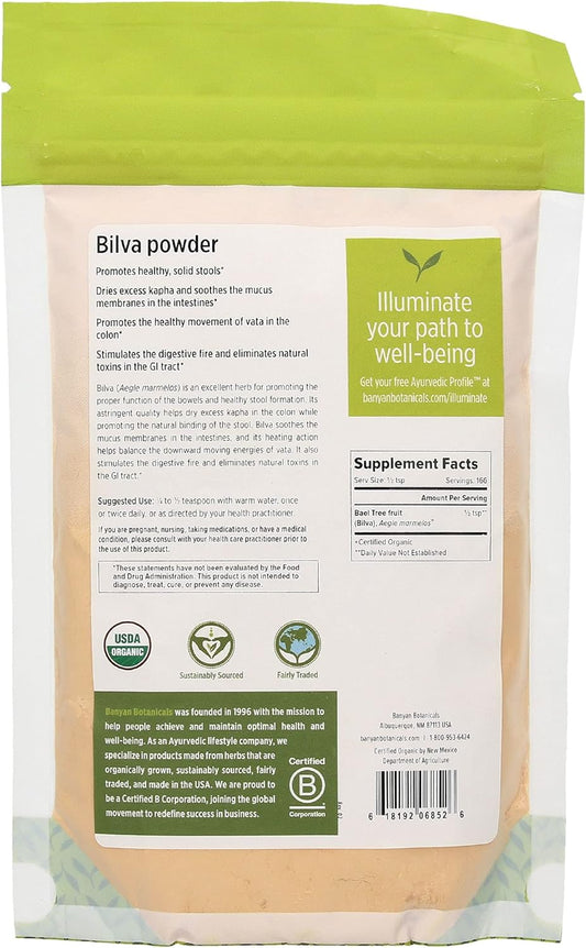 Banyan Botanicals Bilva Powder - Certified Organic, 1/2 Pound - Aegle Marmelos - Supports Proper Function Of The Bowels And Promotes Healthy Stool Formation