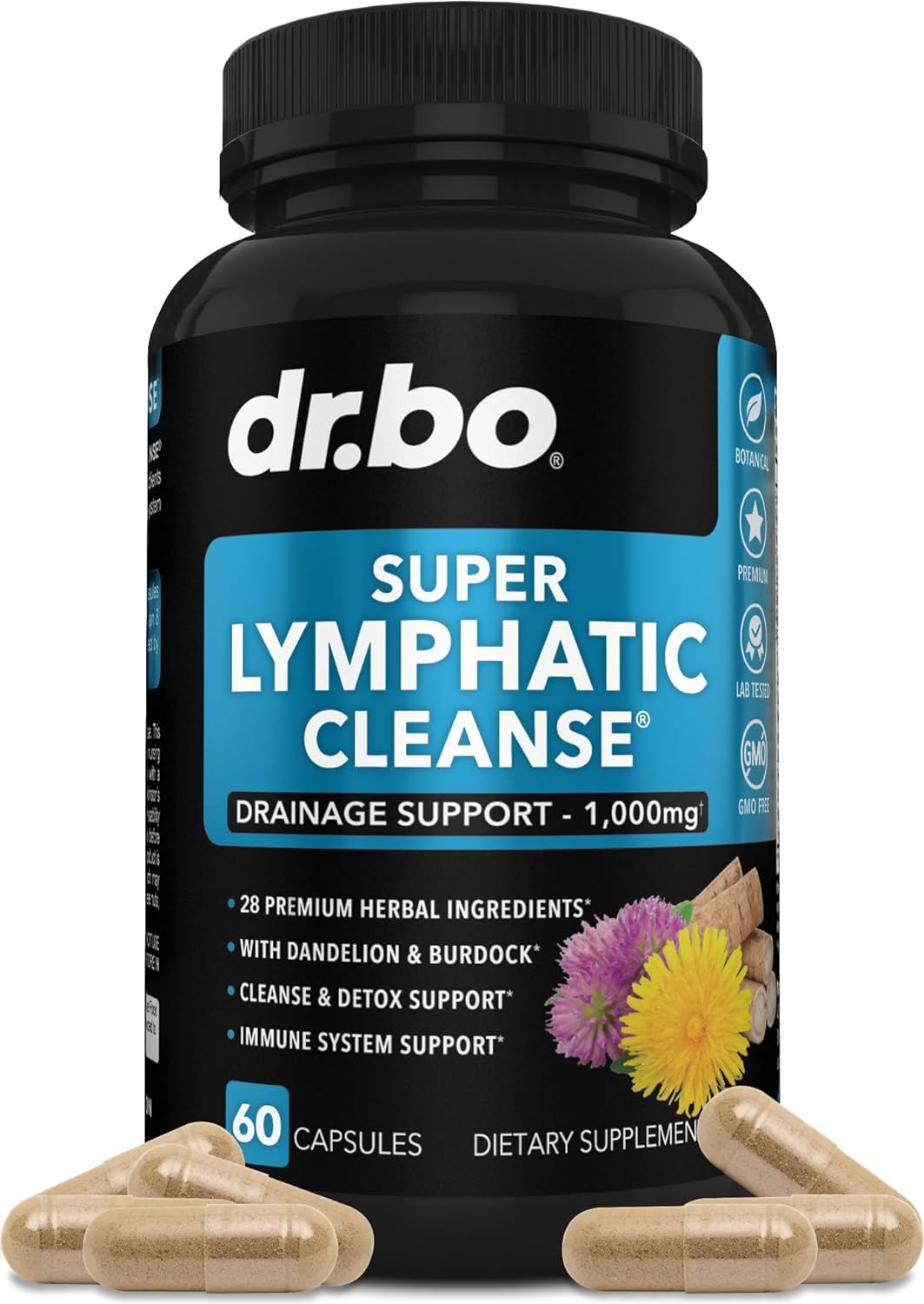 Lymphatic Drainage Supplements Pills - Lymphatic Support Total Herbal Cleanse Products with Echinacea, Ginger, Dandelion, Red Root & Red Clover Supplement - Lymph Node Detox Lymphatic System Drainage