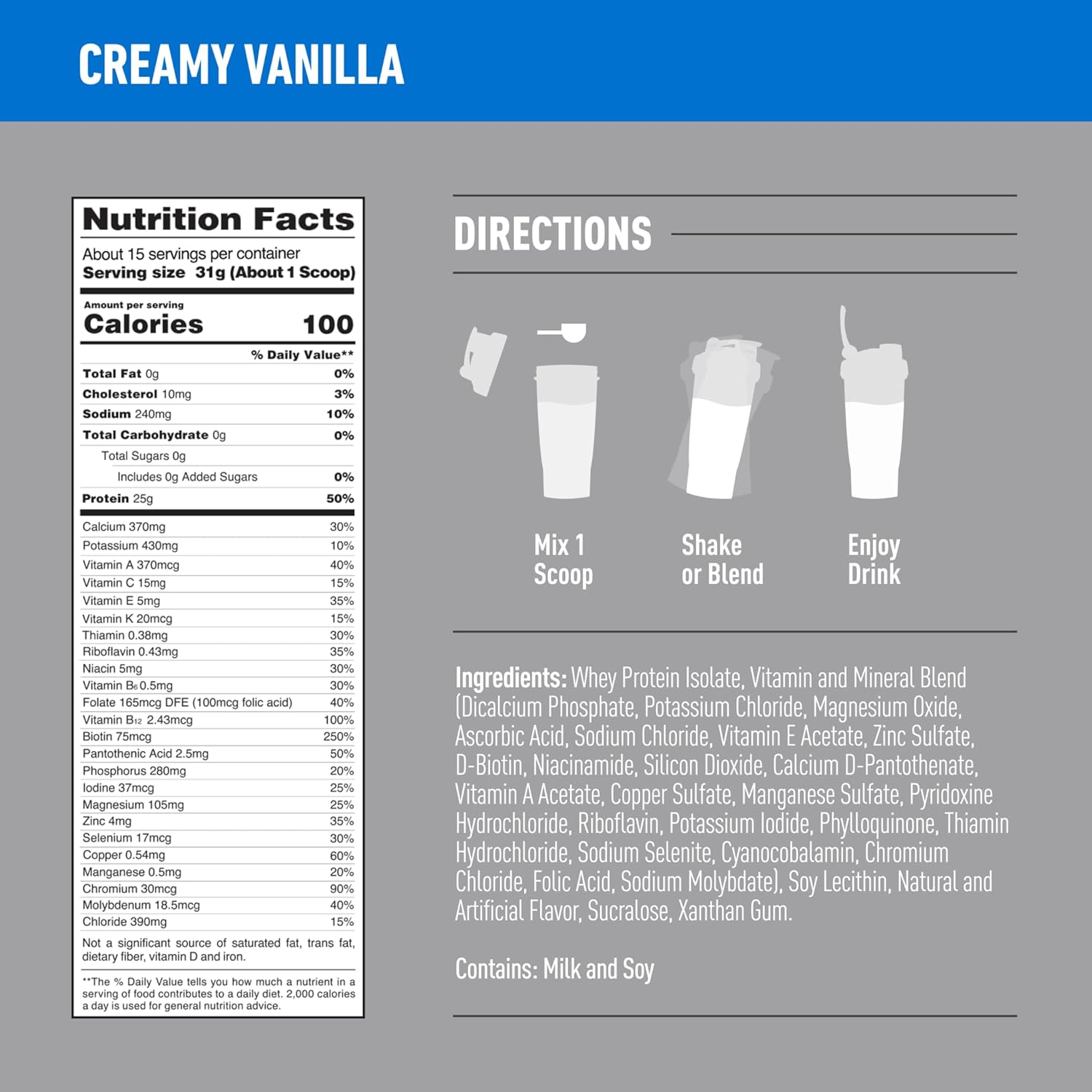 Isopure Creamy Vanilla Whey Isolate Protein Powder with Vitamin C & Zinc for Immune Support, 25g Protein, Zero Carb & Keto Friendly, 15 Servings, 1 Pound (Packaging May Vary) : Health & Household