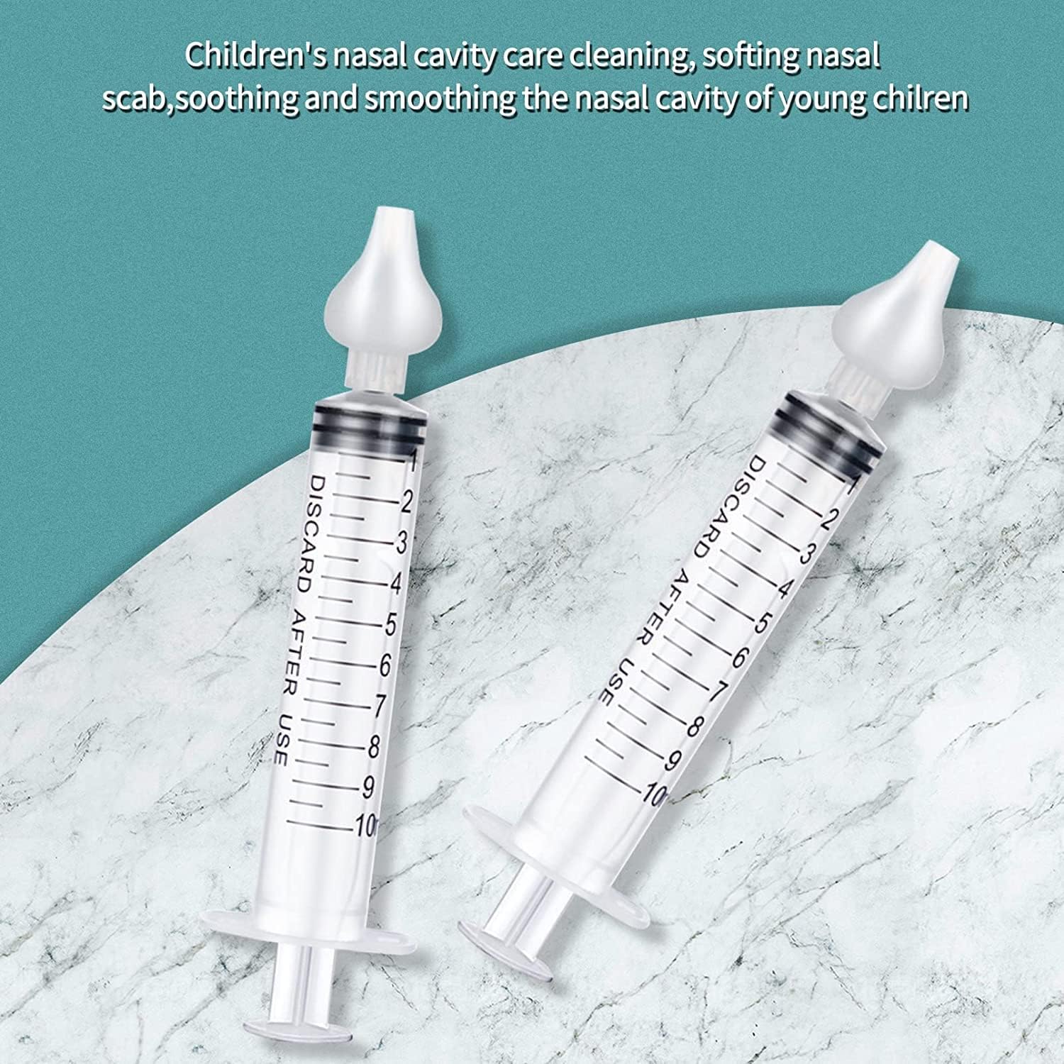 JUSONEY Baby Nose Syringe - Professional Fly Baby Irrigator with Clean and Reusable Silicone Nose Tips (2 Pieces) : Baby