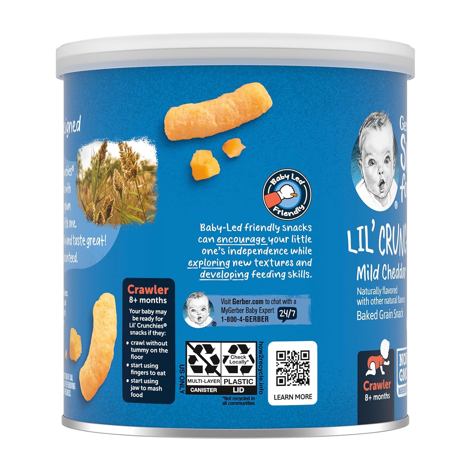 Gerber Snacks for Baby Lil Crunchies, Mild Cheddar, 1.48 Oz : Baby