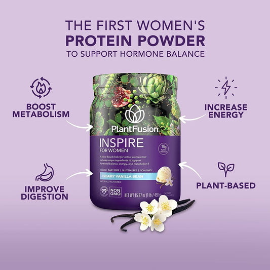 PlantFusion Inspire Plant Protein Powder and Collagen Beauty Bundle for Women - Gluten Free, Soy Free, Non-Dairy, No Sugar, Non-GMO