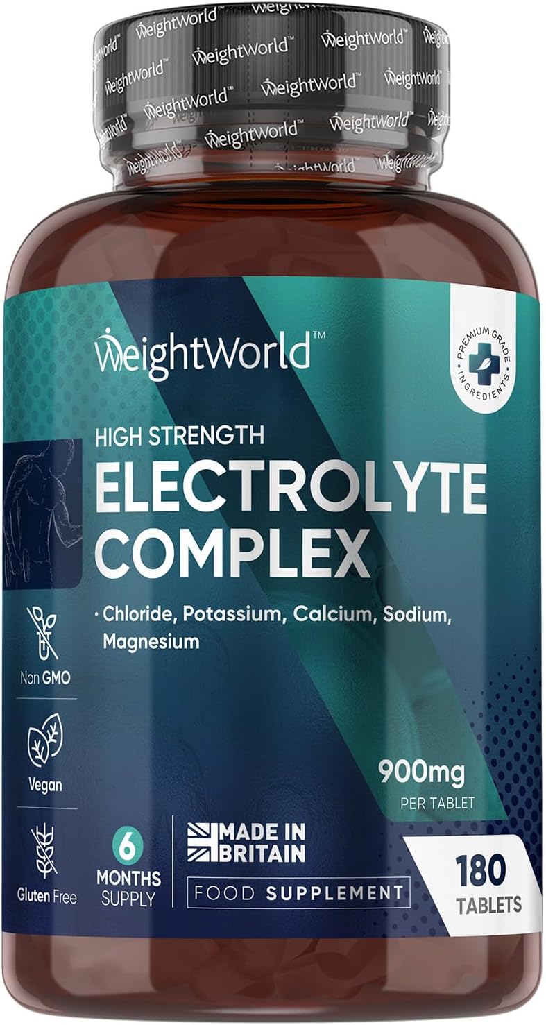 Electrolyte Tablets 900Mg - 6 Months Supply - 180 Electrolyte Complex Tablets - Unflavoured, High-Strength & Vegan-Friendly - Sodium, Magnesium, Chloride, Calcium, & Potassium - Non-Gmo & Gluten-Free