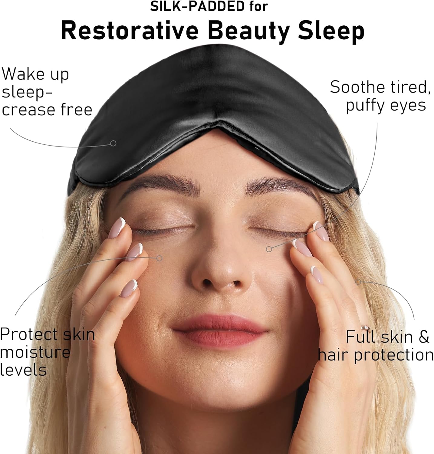 Litbear 100% Pure Silk Sleep Mask, 22 Momme 6A Mulberry Silk Fabric And Filling, Total Light Blocking Eye Mask Sleeping For Women, Men, Side Sleepers, Includes Travel Pouch And Scrunchie : Health & Household