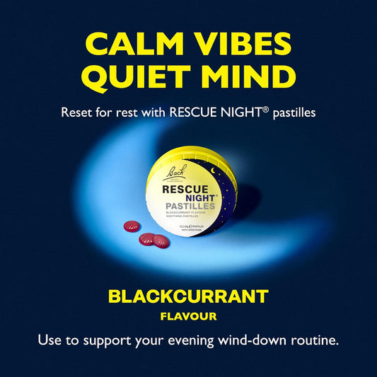 Rescue Night Pastilles (Blackcurrant), For A Natural Night'S Sleep, Natural Flower Essences, Helps Switch Off From Repetitive Thoughts, Disconnect From Distractions, Night Support, Aid A Restful Night
